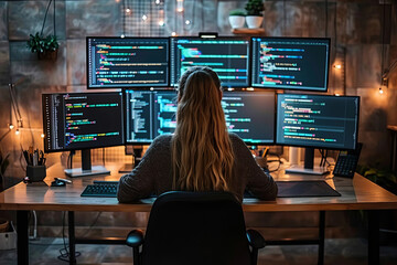 Web Developer Coding at Desk