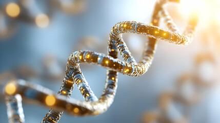 Illuminated DNA Helix, Genetic Research, Science Background, Medical, Healthcare