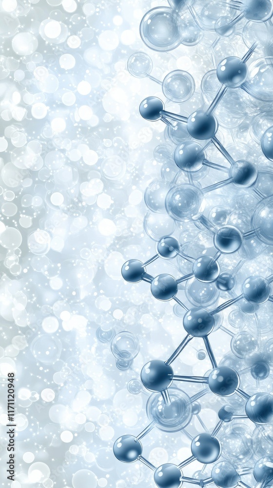 Poster abstract design featuring a network of connected dots and structures representing global technology 