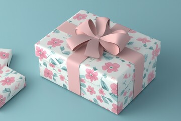 Obraz premium Mockup of a gift box with unfolded wrapping paper