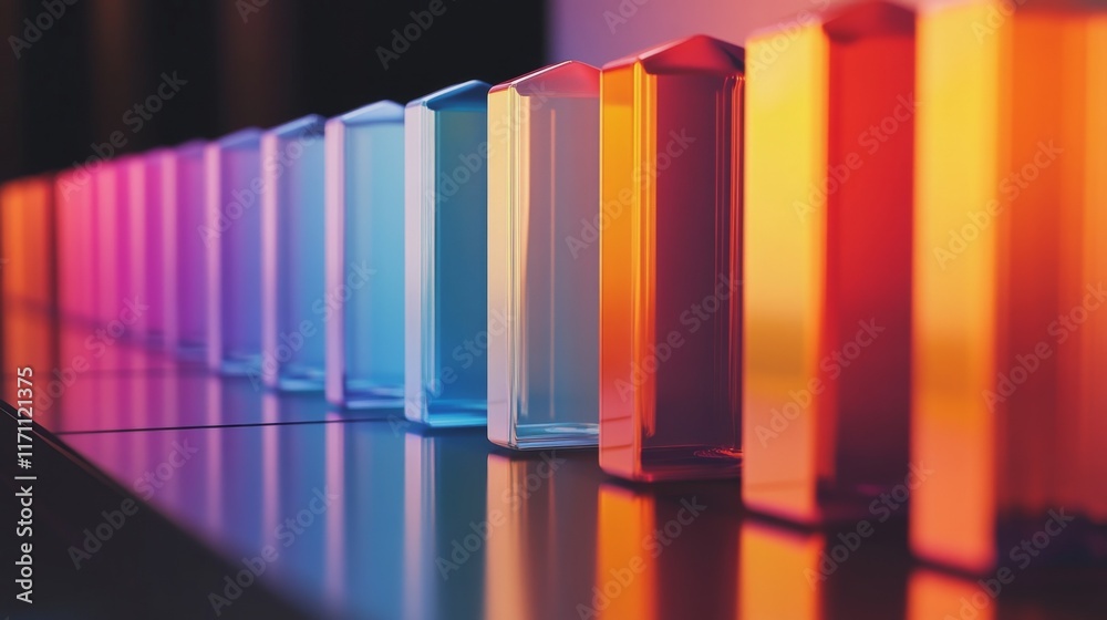 Aufkleber A dynamic D bar chart showcasing fluctuating financial data, featuring glossy bars in different colors, reflecting light and adding depth to the presentation.