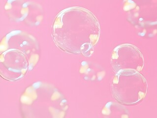 Floating Bubbles: A Dreamy Pink Bubble Art Composition