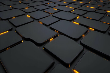 Obraz premium Dark 3D Abstract Background: Glowing Blocks