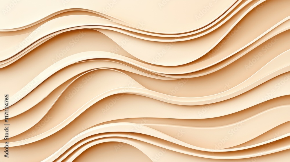 Poster elegant abstract 3d fluid wave pattern with smooth flowing curves and dynamic gradient background