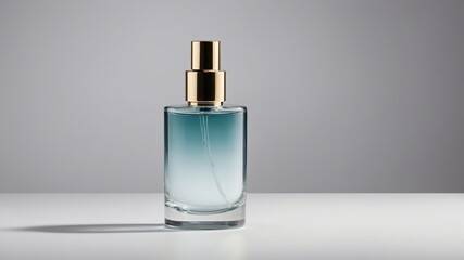 Naklejka premium Elegant Teal Perfume Bottle: Minimalist Product Shot