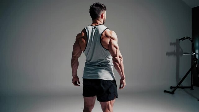 Strongman flexing his powerful physique