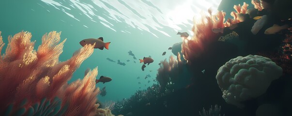 Serene Coral Reef Teeming with Life and Gentle Ocean Currents