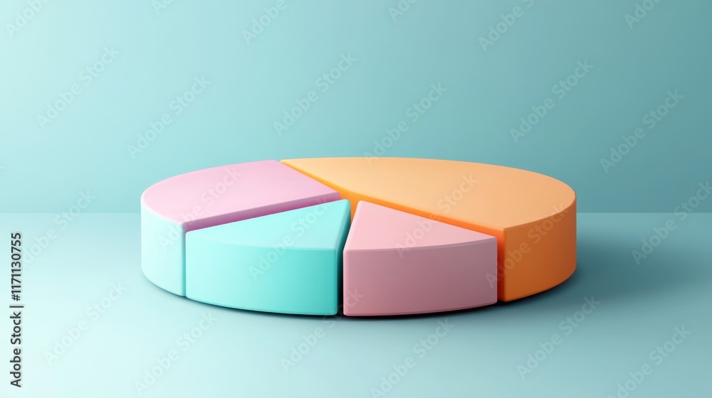 Fototapete a modern d pie chart featuring segments with gradient colors, displaying different data categories, 