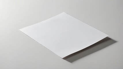 Blank White Paper: Minimalist Studio Shot with Subtle Shadow