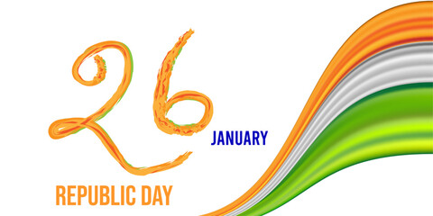 January 26 is celebrated as Republic Day in India. Happy Republic day of India festival with wave.	
