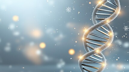 Abstract design featuring blue wave, DNA strand, and heart rate line, ideal for healthcare technology banners and posters