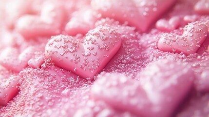 Obraz premium A heart-filled Valentine Day background with layered pink 3D hearts, adding depth and texture to a romantic design.