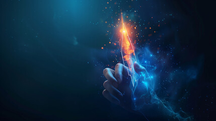 Startup business and investment concept. Businessman is touching the growing business graph. Planning and starting corporate business start up, Rocket icon soars with speed to hit the growth target. 