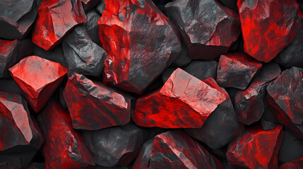 Raw cinnabar stones with vivid red hues natural display textured background artistic capture mineral. Cinnabar. Illustration