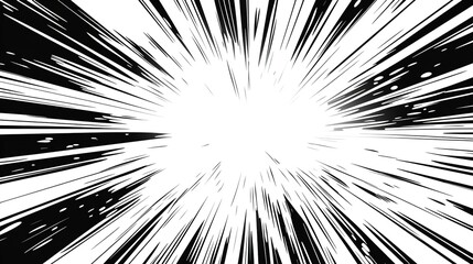 Abstract black and white comic book-style background with lines of speed
