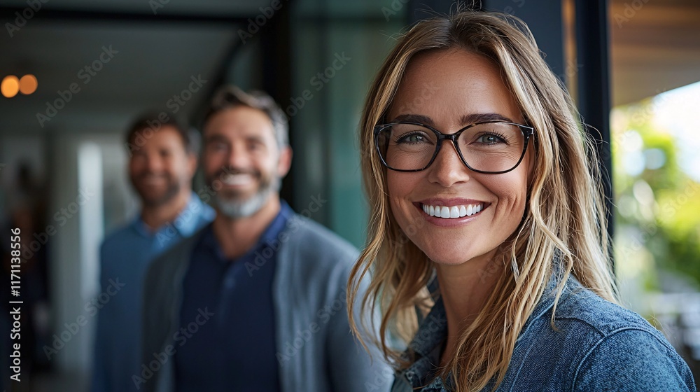 Poster home insurance protection agent walking through a house with a couple explaining risk coverage plans