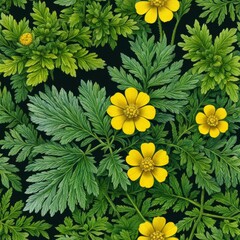 Medicinal plant Silverweed (Potentilla anserine or Argentina anserina) on a white background. Used in herbal medicine, bee plant