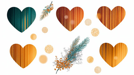 Fototapeta premium Gift card with green and gold hearts