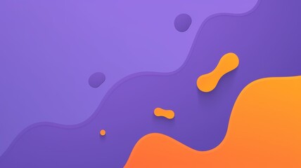 Vibrant abstract background with purple and orange fluid shapes and textures.