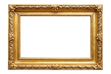 Fototapeta premium Elegant vintage golden photo frame with wooden borders 