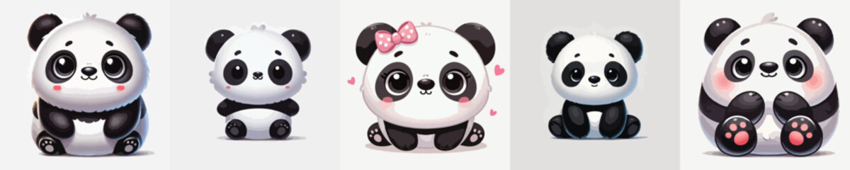 Very cute faced panda vector