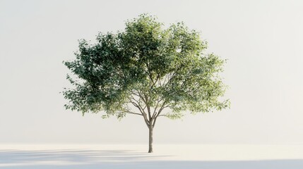 Fototapeta premium An elegant, isolated tree with a symmetrical crown and lush foliage, photographed against a bright white background, ready to enhance formal garden plans with its structured presence.