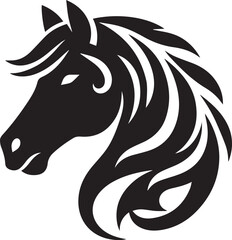 Fototapeta premium Horse head vector black silhouette lineart logo icon, animal isolated on white background, creative minimal clean detail editable clipart