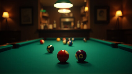 pool table with balls