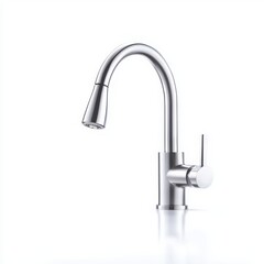 Modern kitchen faucet, chrome finish, ideal for contemporary home design.