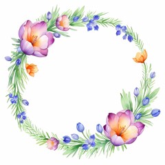 corona de flores estilo acuarela. aislado fondo blanco