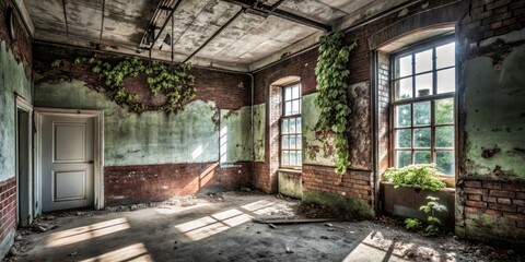 Fototapeta premium Dark secrets hidden within: raisin noir building's mysterious interior explored through urban photography.