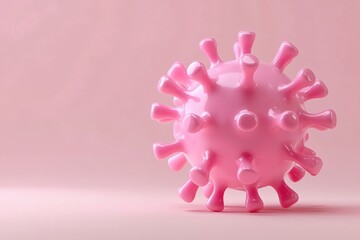 Colorful Pink Virus Model on Soft Pink Background for Science and Health Concepts