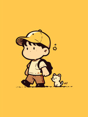 character Illustration with a Cat