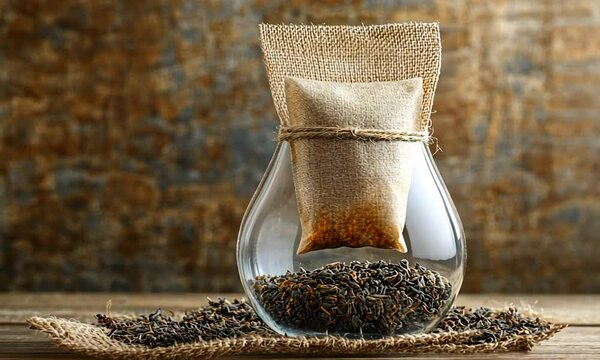 Loose Leaf Tea in Glass Container with Sachet