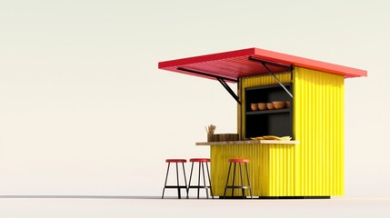 Colorful and Modern Mobile Food Kiosk or Stall for Outdoor Dining Takeaway or Market Events