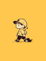 character Illustration with a Cat