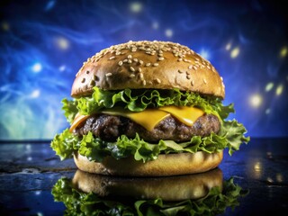 Generative AI captures the ultimate burger experience.  Savor every bite.  Order yours now! #burgergoals #foodphotography