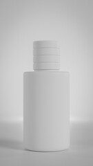 A bottle of perfume with a cap on top. The bottle is blue gradient glass premium photo 3d render