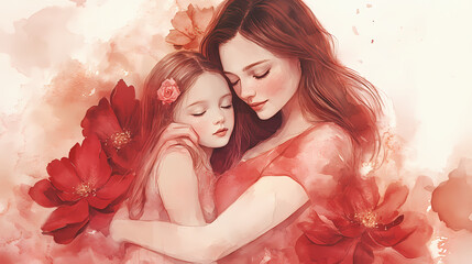 stunning watercolor mother daughter