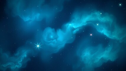 blue background, blue stars, galaxy, space, sky