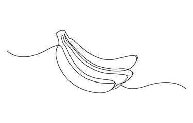 Fototapeta premium continuous line of bananas, banana in continuous line art drawing. One line continuous fresh banana. Outline vector illustration, Vector illustration of banana continuous one line art drawing concept.