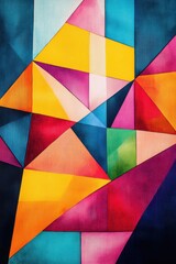 Fototapeta premium Vibrant geometric shapes in bold colors create an abstract composition that captures attention and evokes emotion in a modern art display