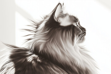 Naklejka premium black and white cat