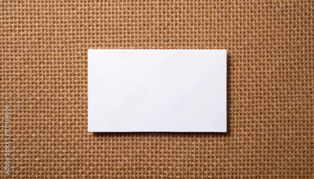 Aufkleber flat lay of a business card on a rustic burlap background, textured and earthy vibe, no distractions
