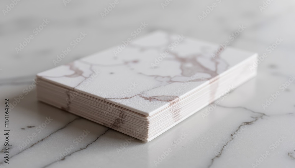 Poster close-up of a business card with marble texture, soft lighting accentuating the edges, simple backgr
