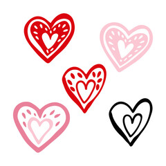 Modern Hand Drawn Hearts Vector Art