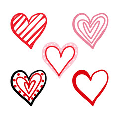 Abstract Hand Drawn Heart Shapes