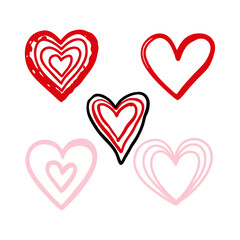 Minimalistic Hand Drawn Hearts Vector