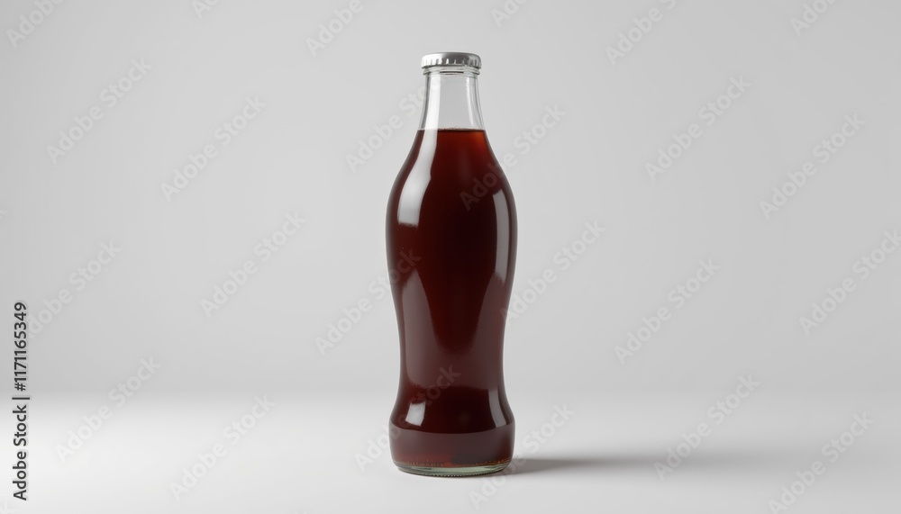 Poster soda bottle mockup with soft shadows and no label