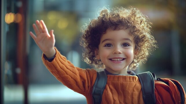 A Happy Child Waving Goodbye